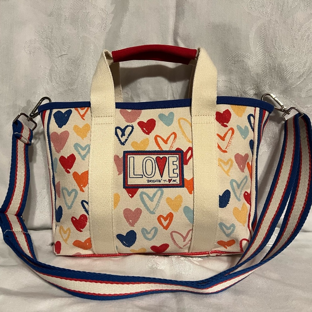 Brighton ‘Red White and You’ mini canvas tote with detachable shoulder strap